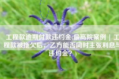 工程款逾期付款违约金(最高院案例 | 工程款被拖欠后，乙方能否同时主张利息与违约金？)