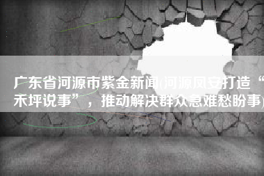 广东省河源市紫金新闻(河源凤安打造“禾坪说事”，推动解决群众急难愁盼事)