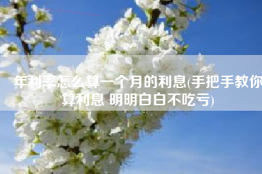 年利率怎么算一个月的利息(手把手教你算利息 明明白白不吃亏)