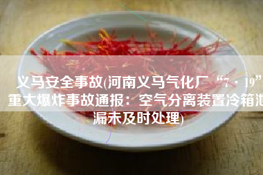 义马安全事故(河南义马气化厂“7·19”重大爆炸事故通报：空气分离装置冷箱泄漏未及时处理)