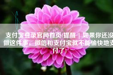 支付宝登录官网首页(提醒 | 如果你还没做这件事，微信和支付宝就不能愉快地支付了)