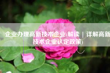 企业办理高新技术企业(解读 | 详解高新技术企业认定政策)
