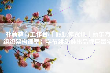 朴新教育工作台(「鲸媒体资讯」新东方组织架构调整；字节跳动推出品牌巨量学)