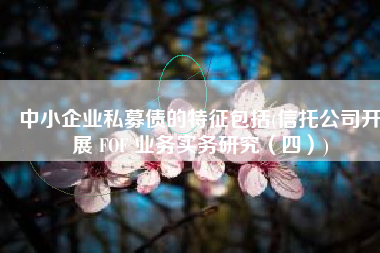 中小企业私募债的特征包括(信托公司开展 FOF 业务实务研究（四）)