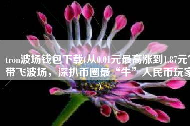 tron波场钱包下载(从0.01元最高涨到1.87元？带飞波场，深扒币圈最“牛”人民币玩家)