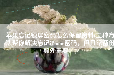 苹果忘记锁屏密码怎么保留资料(三种方法帮你解决忘记iPhone密码，但日常备份额外重要！)