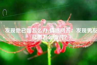 发现他已婚怎么办(情感问答：发现男友已婚怎么面对？)