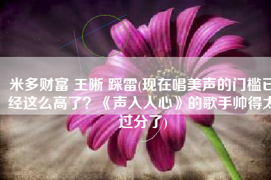 米多财富 王晰 踩雷(现在唱美声的门槛已经这么高了？《声入人心》的歌手帅得太过分了)