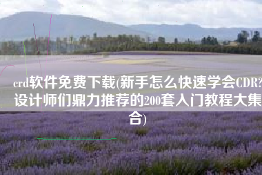 crd软件免费下载(新手怎么快速学会CDR?设计师们鼎力推荐的200套入门教程大集合)