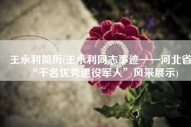 王永利简历(王永利同志事迹——河北省“千名优秀退役军人”风采展示)