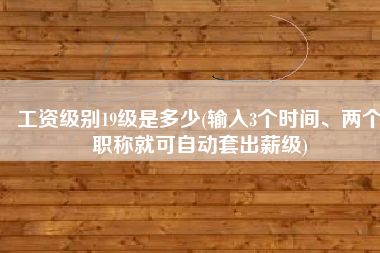 工资级别19级是多少(输入3个时间、两个职称就可自动套出薪级)