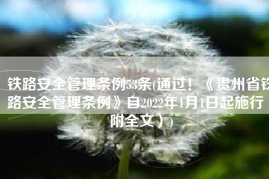 铁路安全管理条例53条(通过！《贵州省铁路安全管理条例》自2022年1月1日起施行（附全文）)