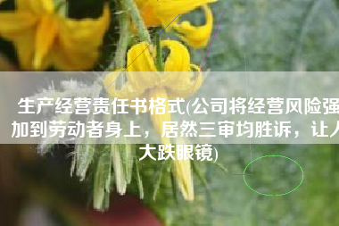 生产经营责任书格式(公司将经营风险强加到劳动者身上，居然三审均胜诉，让人大跌眼镜)