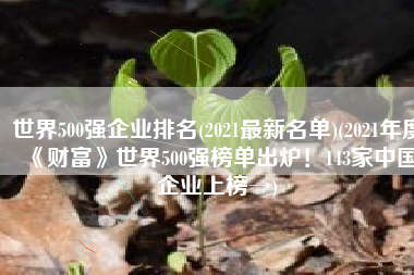 世界500强企业排名(2021最新名单)(2021年度《财富》世界500强榜单出炉！143家中国企业上榜→)