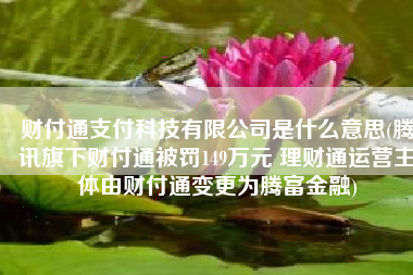 财付通支付科技有限公司是什么意思(腾讯旗下财付通被罚149万元 理财通运营主体由财付通变更为腾富金融)