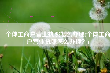 个体工商户营业执照怎么办理(个体工商户营业执照怎么办理？)