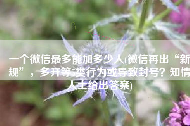 一个微信最多能加多少人(微信再出“新规”，多开等5类行为或导致封号？知情人士给出答案)