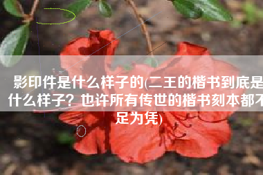 影印件是什么样子的(二王的楷书到底是什么样子？也许所有传世的楷书刻本都不足为凭)