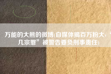 万能的大熊的微博(自媒体揭百万粉大v“几宗罪”被警告要负刑事责任)