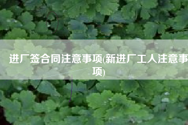进厂签合同注意事项(新进厂工人注意事项)