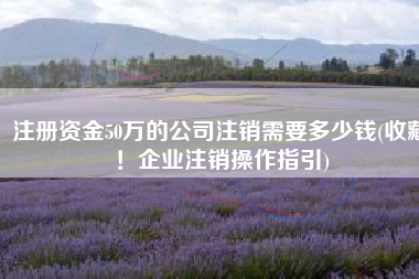 注册资金50万的公司注销需要多少钱(收藏！企业注销操作指引)
