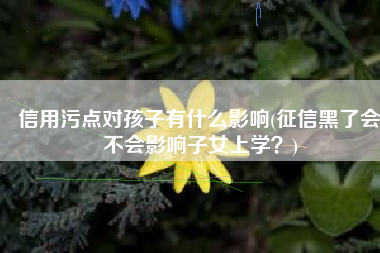 信用污点对孩子有什么影响(征信黑了会不会影响子女上学？)