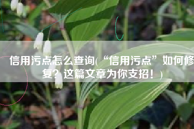 信用污点怎么查询(“信用污点”如何修复？这篇文章为你支招！)