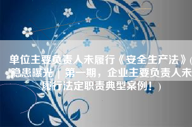 单位主要负责人未履行《安全生产法》(隐患曝光 | 第一期，企业主要负责人未履行法定职责典型案例！)