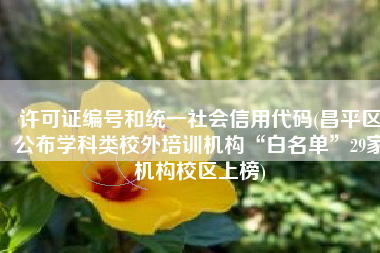 许可证编号和统一社会信用代码(昌平区公布学科类校外培训机构“白名单”29家机构校区上榜)