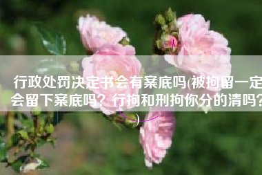 行政处罚决定书会有案底吗(被拘留一定会留下案底吗？行拘和刑拘你分的清吗？)
