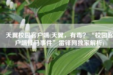 天翼校园客户端(天翼，有毒？“校园客户端挂马事件”雷锋网独家解析)