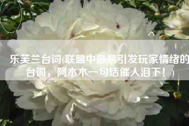 乐芙兰台词(联盟中最易引发玩家情绪的台词，阿木木一句话催人泪下！)