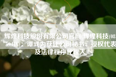 辉煌科技股份有限公司官网(辉煌科技(08159.HK)：谭式为获任公司秘书、授权代表及法律程序代理人)