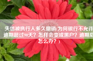 失信被执行人多久撤销(为何银行不允许逾期超过90天？怎样会变成黑户？逾期后怎么办？)