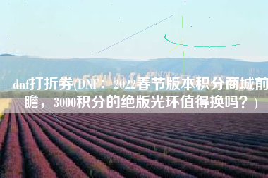 dnf打折券(DNF：2022春节版本积分商城前瞻，3000积分的绝版光环值得换吗？)