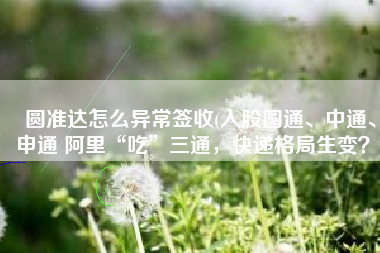 圆准达怎么异常签收(入股圆通、中通、申通 阿里“吃”三通，快递格局生变？)