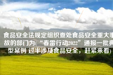 食品安全法规定组织查处食品安全重大事故的部门为(“春雷行动2022”通报一批典型案例 过半涉及食品安全，赶紧来看)
