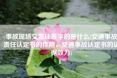 事故现场交警让签字的是什么(交通事故责任认定书的作用，交通事故认定书的证据效力)