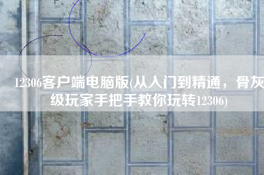 12306客户端电脑版(从入门到精通，骨灰级玩家手把手教你玩转12306)