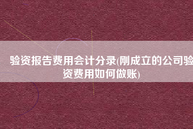 验资报告费用会计分录(刚成立的公司验资费用如何做账)