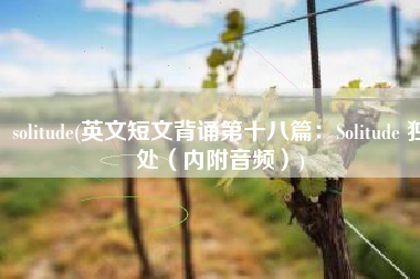 solitude(英文短文背诵第十八篇：Solitude 独处（内附音频）)