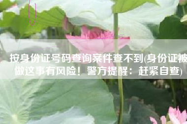 按身份证号码查询案件查不到(身份证被做这事有风险！警方提醒：赶紧自查)