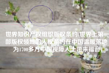 世界知识产权组织版权条约(世界上第一部版权领域的人权条约在中国温暖落地 为1700多万中国视障人士带来福音)