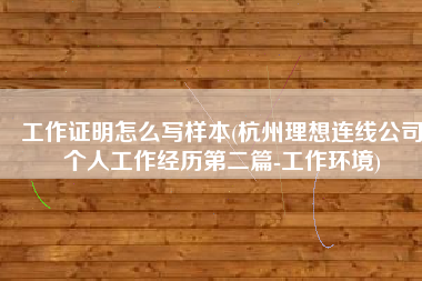 工作证明怎么写样本(杭州理想连线公司个人工作经历第二篇-工作环境)