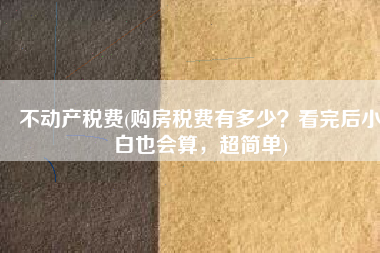 不动产税费(购房税费有多少？看完后小白也会算，超简单)