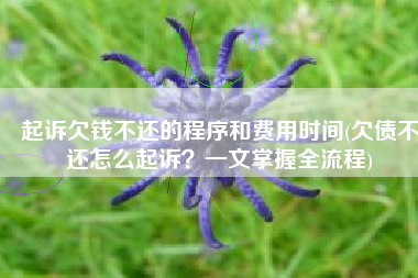 起诉欠钱不还的程序和费用时间(欠债不还怎么起诉？一文掌握全流程)