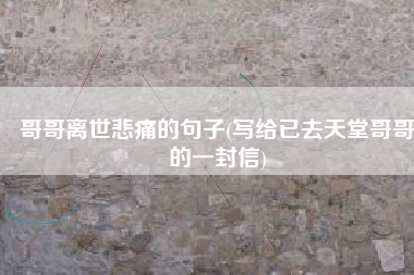 哥哥离世悲痛的句子(写给已去天堂哥哥的一封信)