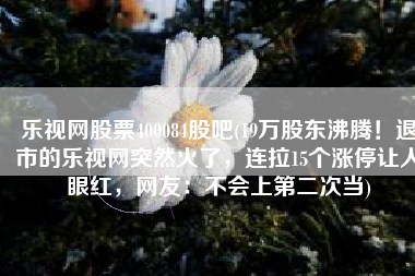 乐视网股票400084股吧(19万股东沸腾！退市的乐视网突然火了，连拉15个涨停让人眼红，网友：不会上第二次当)