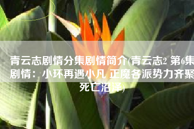 青云志剧情分集剧情简介(青云志2 第6集剧情：小环再遇小凡 正魔各派势力齐聚死亡沼泽)