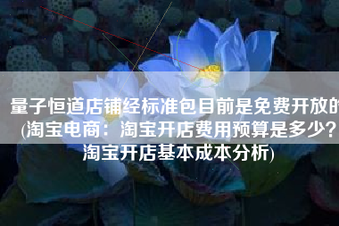 量子恒道店铺经标准包目前是免费开放的(淘宝电商：淘宝开店费用预算是多少？淘宝开店基本成本分析)